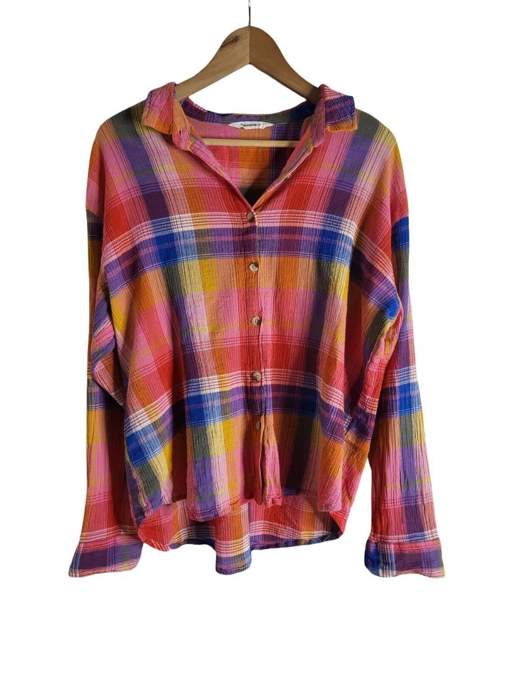The Souled Store Stained Glass Girlfriend Shirt Multicolored Plaid Button Up XL